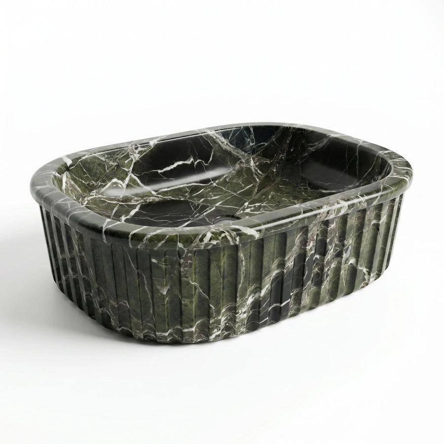RMD-083 Rectangle Green Marble Vessel Sink Basin