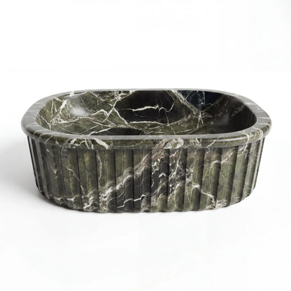 RMD-083 Rectangle Green Marble Vessel Sink Basin