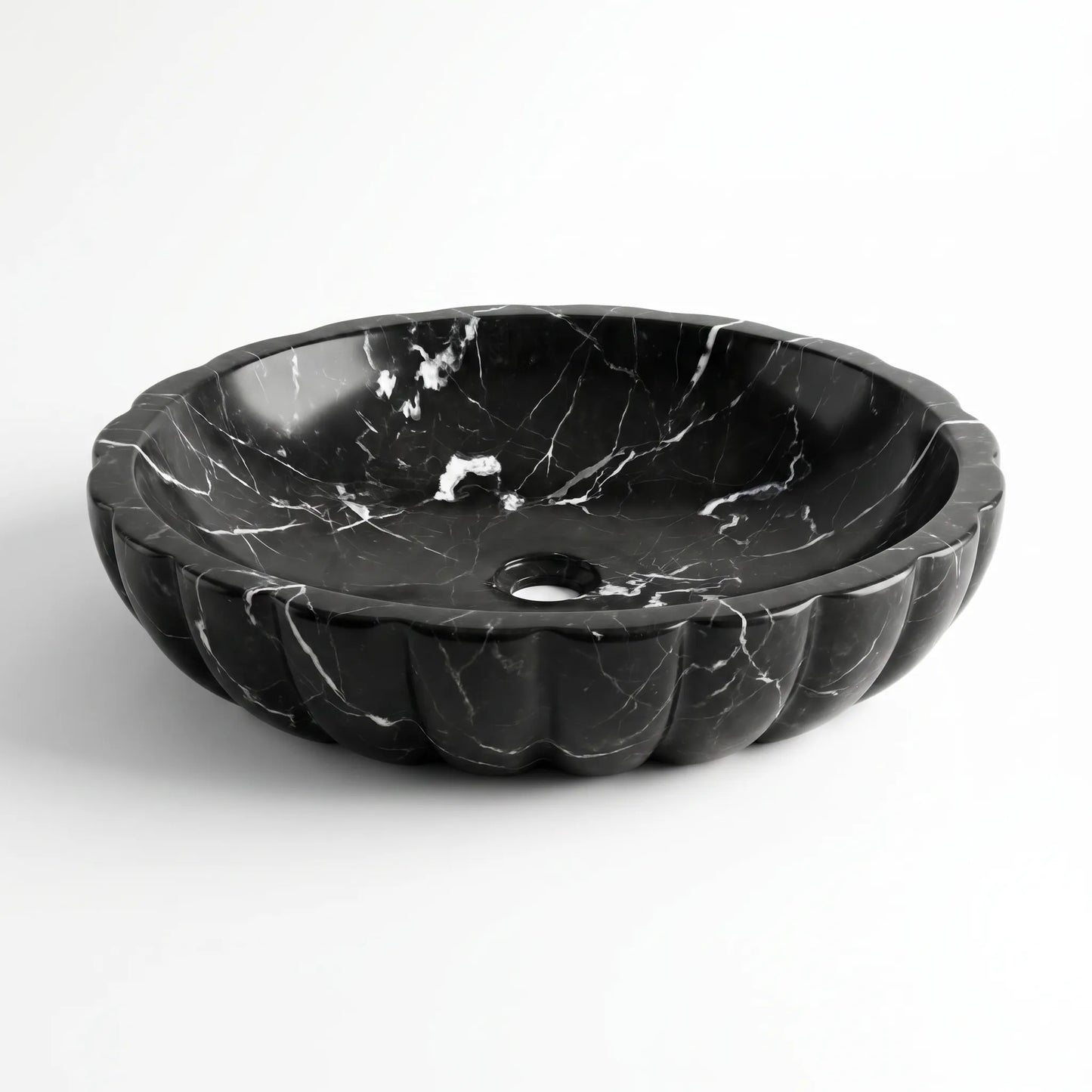 RMD-084 Round Nero Marquina Vessel Sink Basin