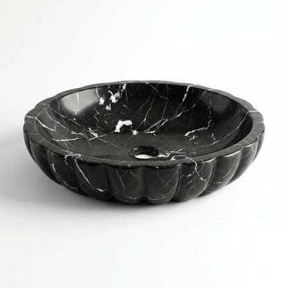 RMD-084 Round Nero Marquina Vessel Sink Basin