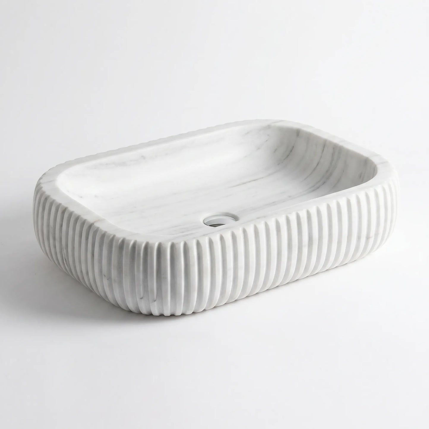 RMD-087 Round Carrara White Vessel Sink Basin