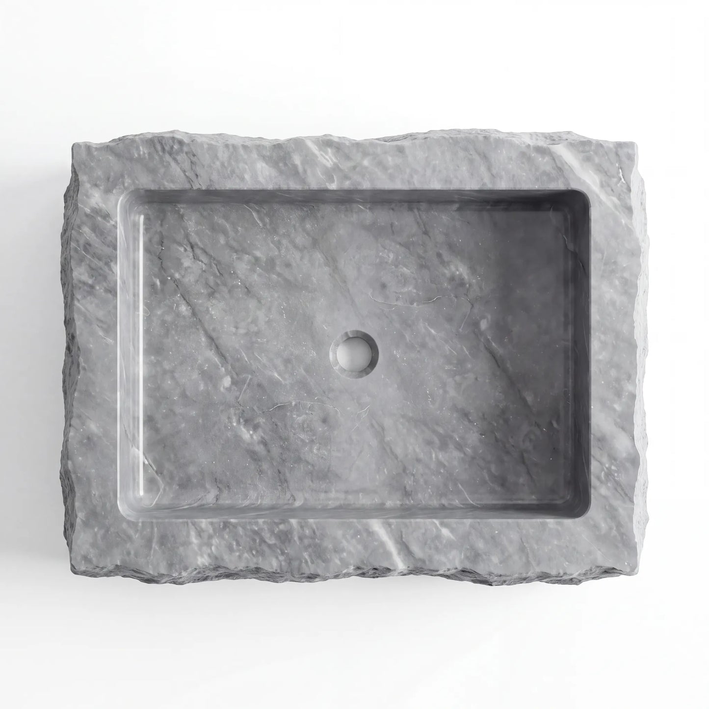 RMD-089 Rectangle Grey Marble Vessel Sink Basin