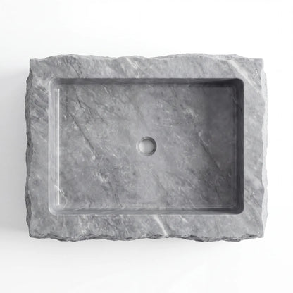 RMD-089 Rectangle Grey Marble Vessel Sink Basin
