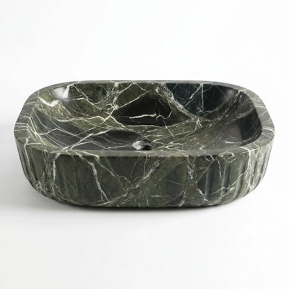 RMD-091 Round Green Marble Vessel Sink Basin