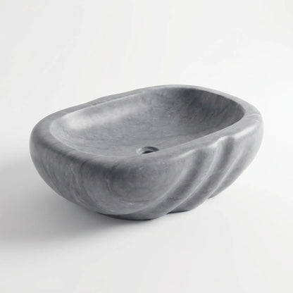 RMD-094  Round Grey Marble Vessel Sink Basin