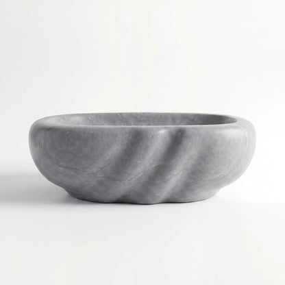 RMD-094  Round Grey Marble Vessel Sink Basin