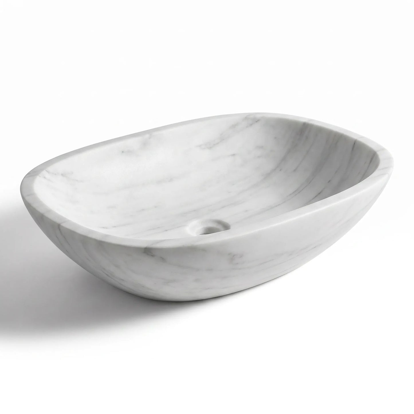 RMD-096 Round  Carrara White Vessel Sink Basin