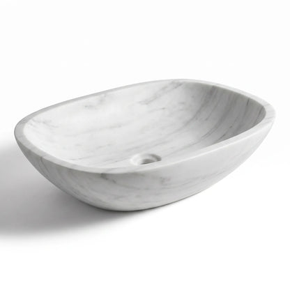RMD-096 Round  Carrara White Vessel Sink Basin