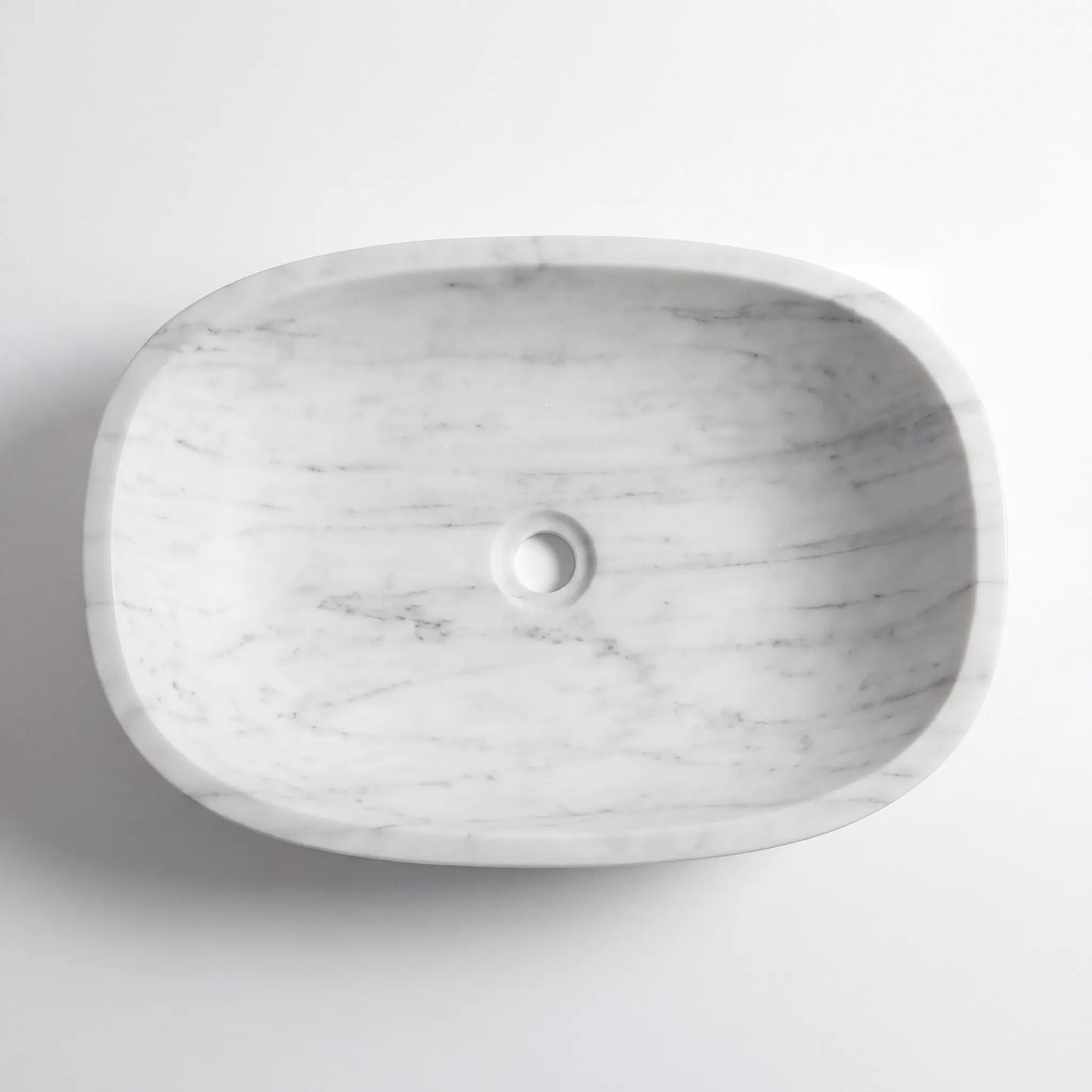 RMD-096 Round  Carrara White Vessel Sink Basin