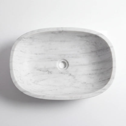 RMD-096 Round  Carrara White Vessel Sink Basin