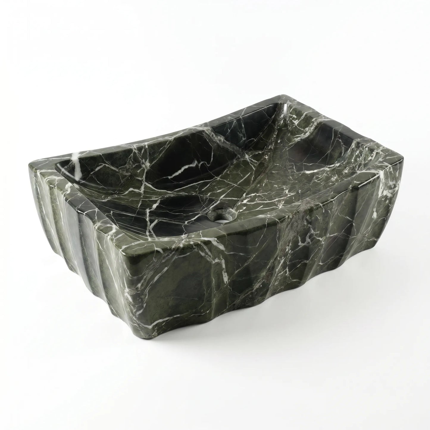 RMD-097 Round Green Marble Vessel Sink Basin