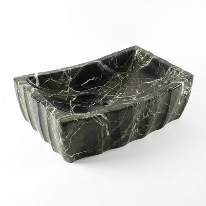 RMD-097 Round Green Marble Vessel Sink Basin