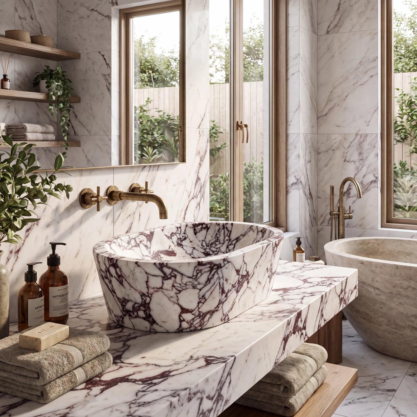 RMD-100  Round Calacatta Viola Vessel Sink Basin