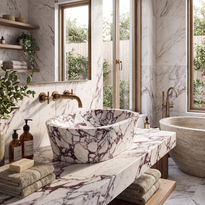 RMD-100  Round Calacatta Viola Vessel Sink Basin