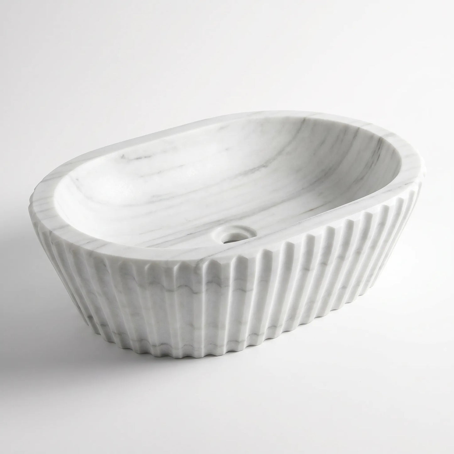 RMD-106 Round Carrara White Vessel Sink Basin