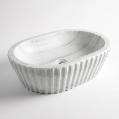 RMD-106 Round Carrara White Vessel Sink Basin