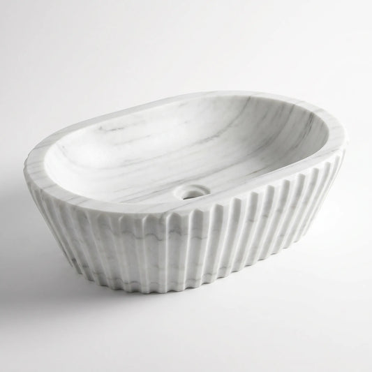 RMD-106 Round Carrara White Vessel Sink Basin