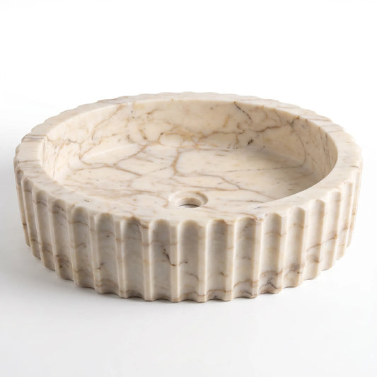 RMD-107 Round Calacatta Gold Vessel Sink Basin