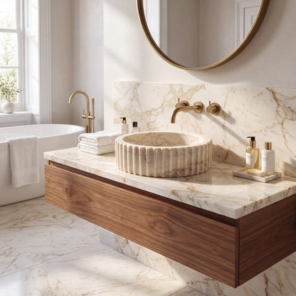 RMD-107 Round Calacatta Gold Vessel Sink Basin
