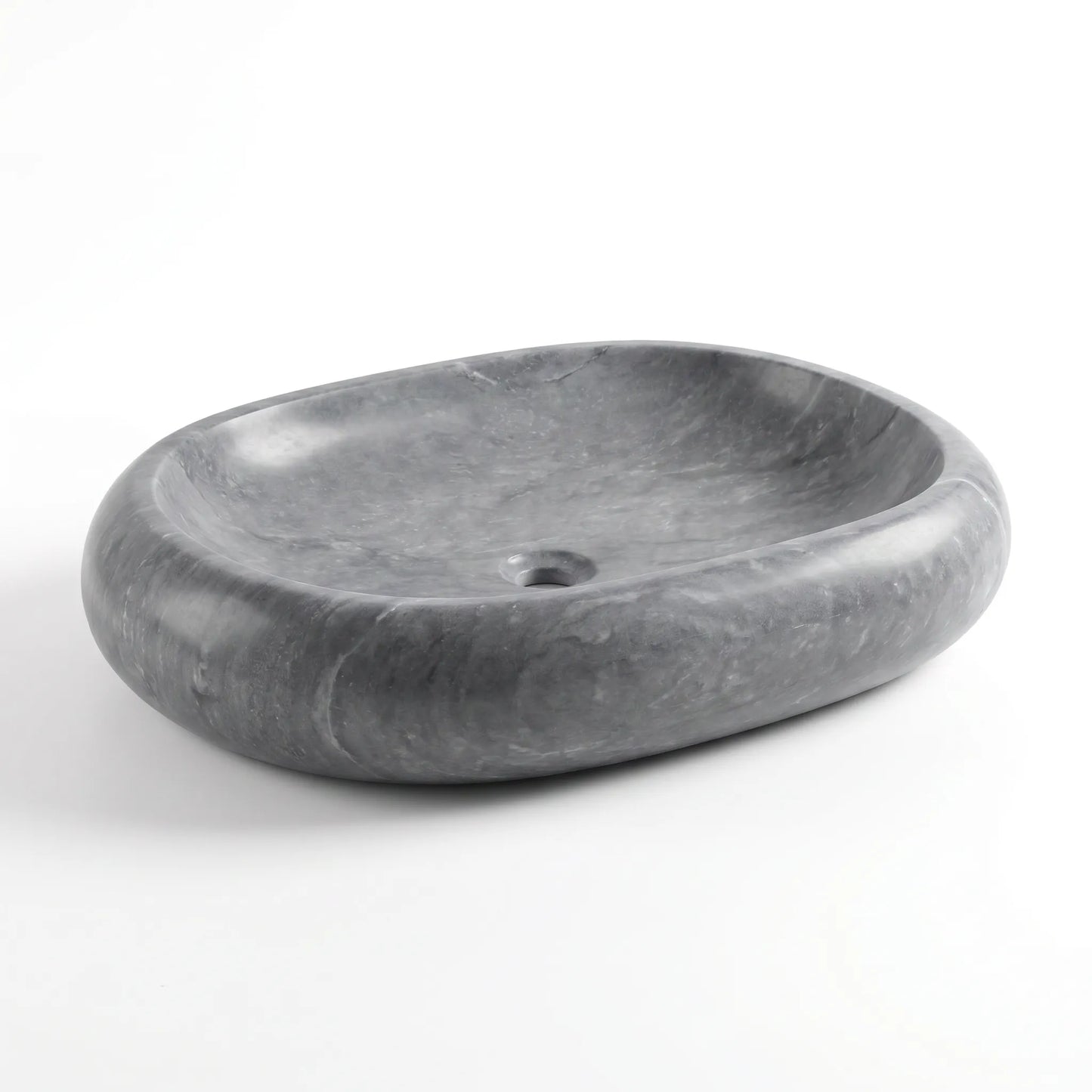 RMD-111 Oval Grey Marble Vessel Sink Basin