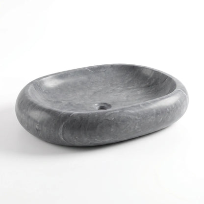 RMD-111 Oval Grey Marble Vessel Sink Basin
