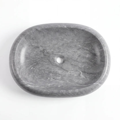 RMD-111 Oval Grey Marble Vessel Sink Basin