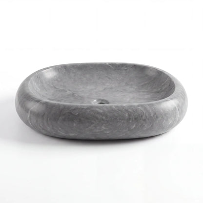 RMD-111 Oval Grey Marble Vessel Sink Basin