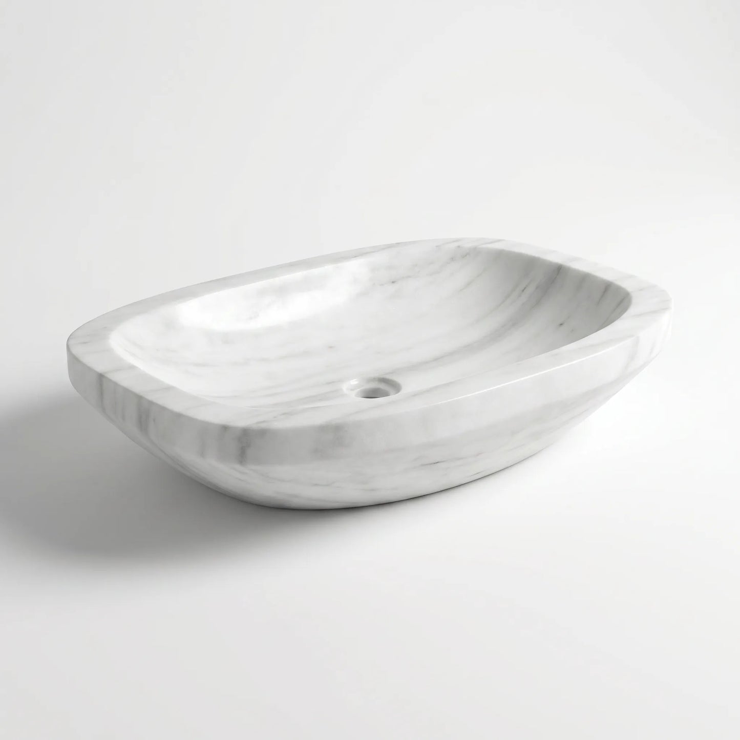 RMD-112 Round Carrara White Vessel Sink Basin