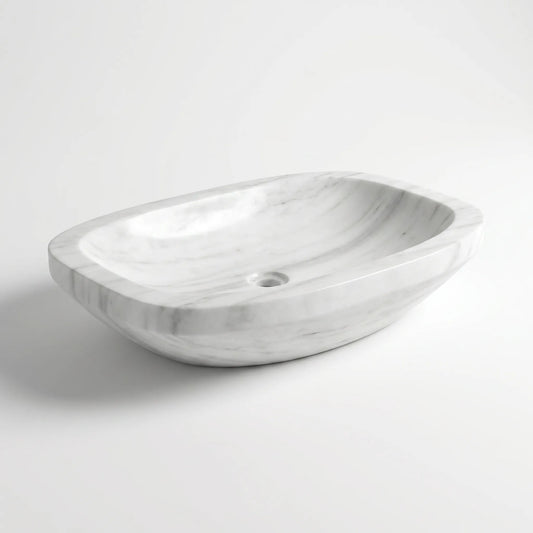 RMD-112 Round Carrara White Vessel Sink Basin