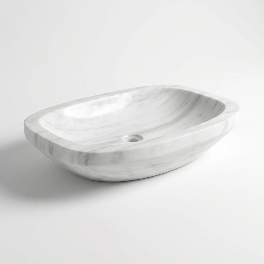 RMD-112 Round Carrara White Vessel Sink Basin