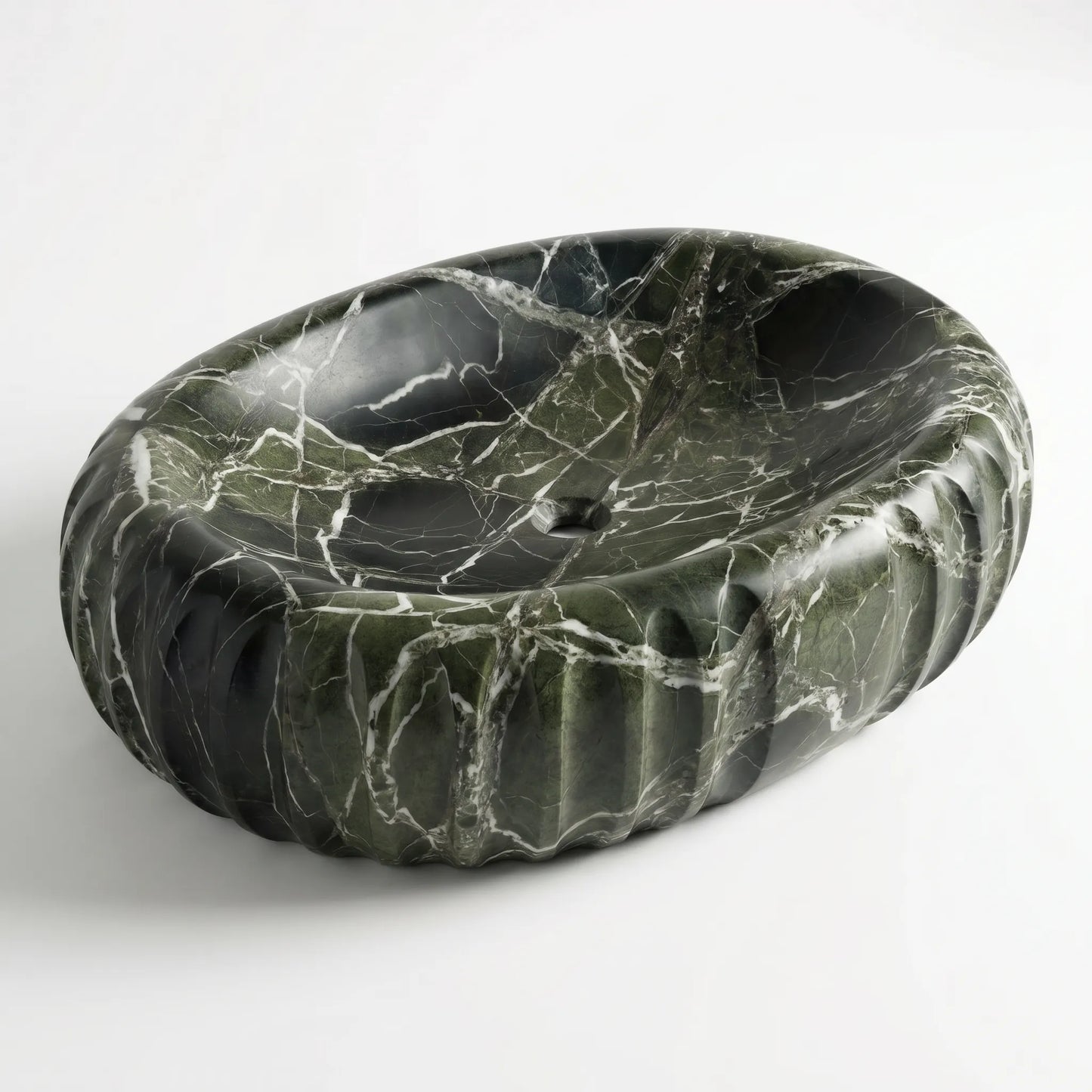 RMD-113 Round Green Marble Vessel Sink Basin