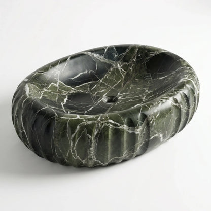 RMD-113 Round Green Marble Vessel Sink Basin