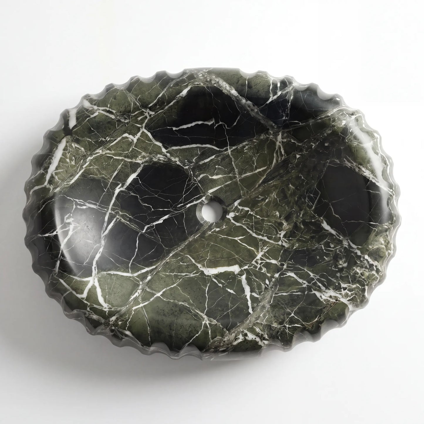 RMD-113 Round Green Marble Vessel Sink Basin