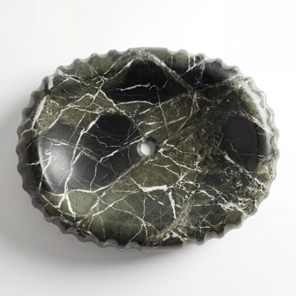 RMD-113 Round Green Marble Vessel Sink Basin