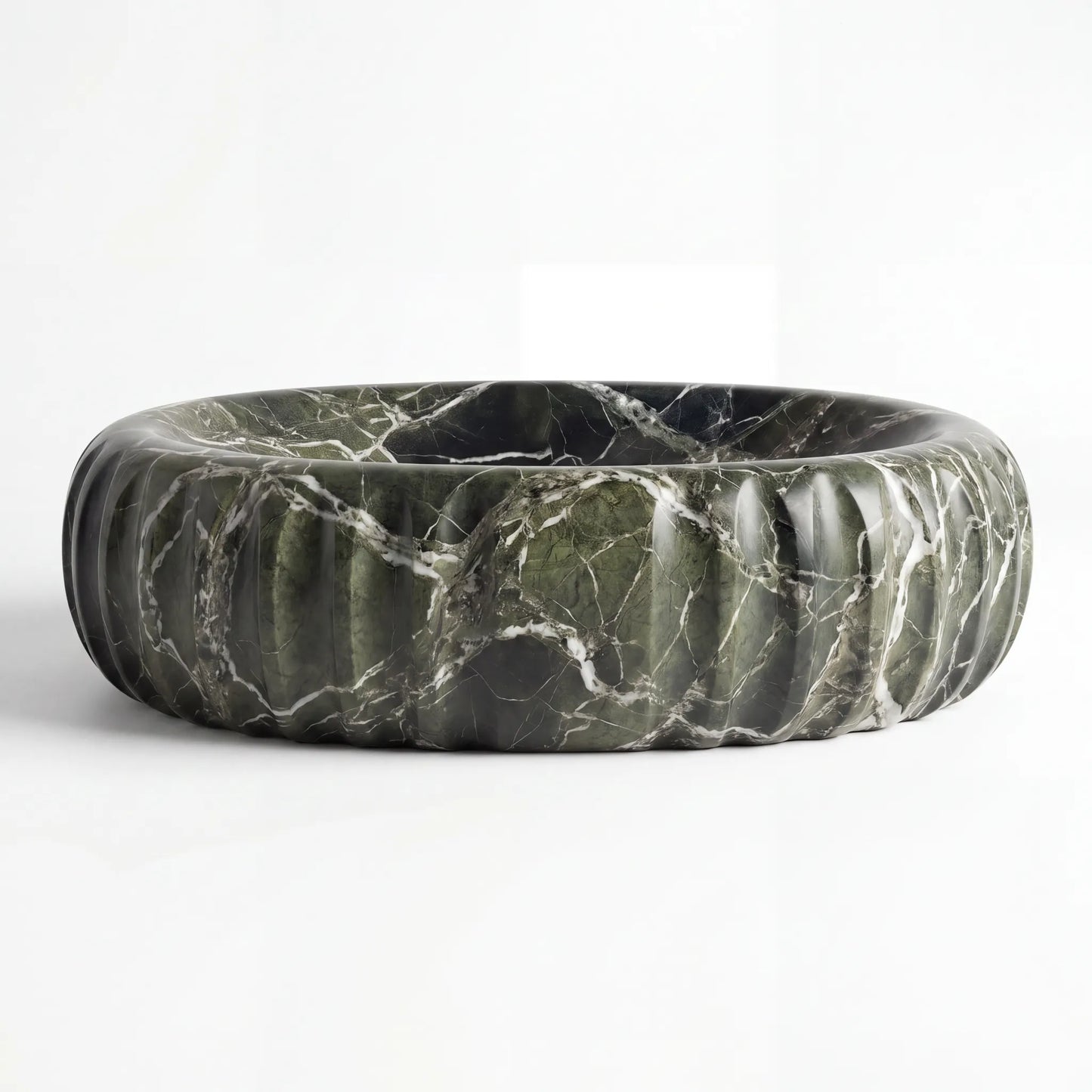 RMD-113 Round Green Marble Vessel Sink Basin