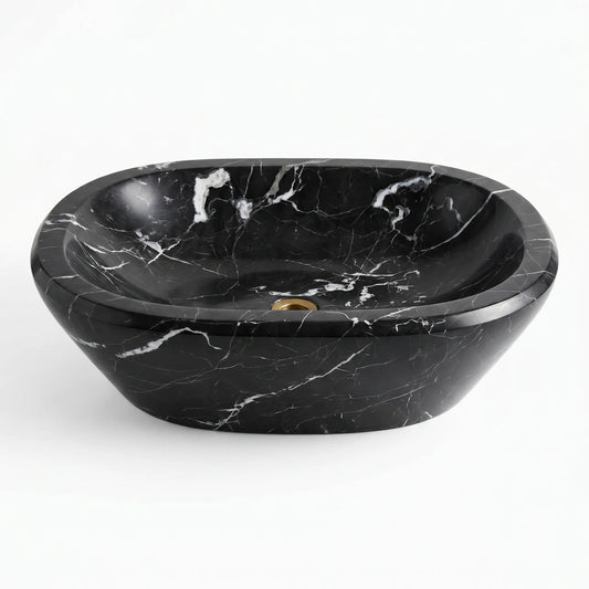 RMD-114 Oval Nero Marquina Vessel Sink Basin