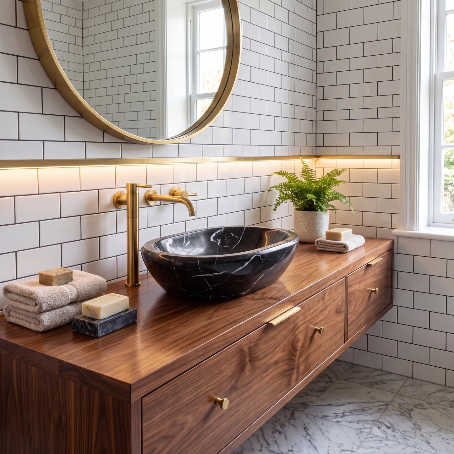 RMD-114 Oval Nero Marquina Vessel Sink Basin