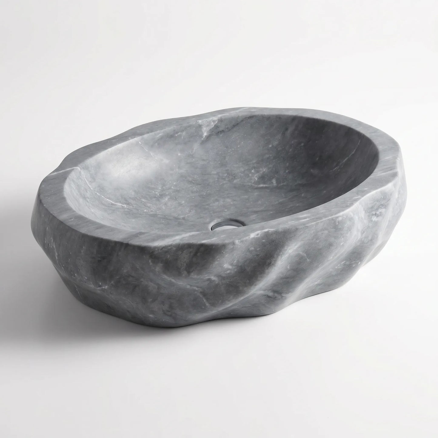 RMD-116 Round Grey Marble Vessel Sink Basin
