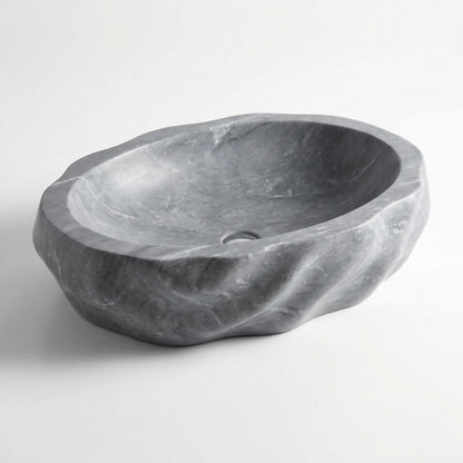 RMD-116 Round Grey Marble Vessel Sink Basin