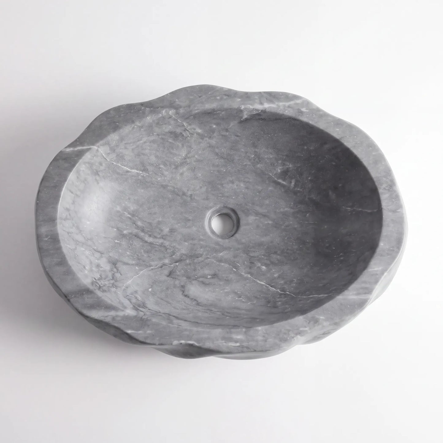 RMD-116 Round Grey Marble Vessel Sink Basin