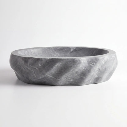 RMD-116 Round Grey Marble Vessel Sink Basin