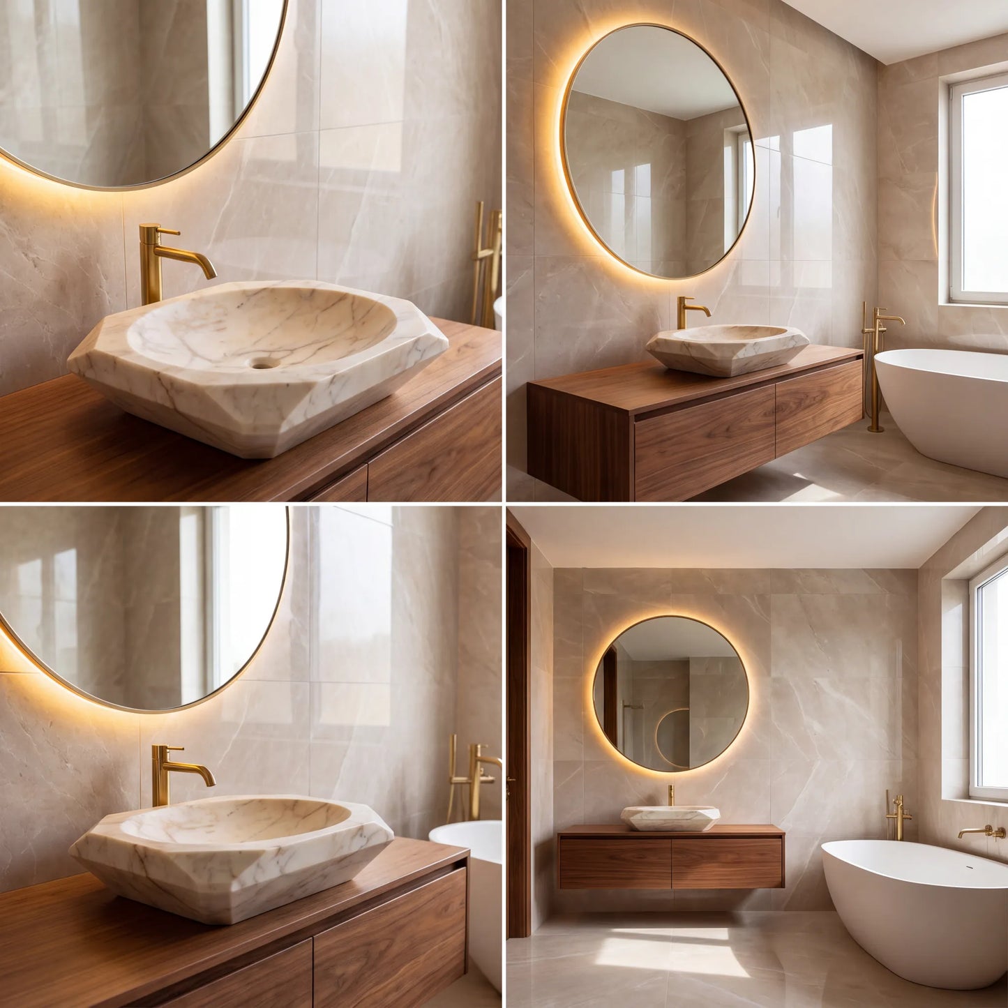 RMD-119 Round Calacatta Gold Vessel Sink Basin