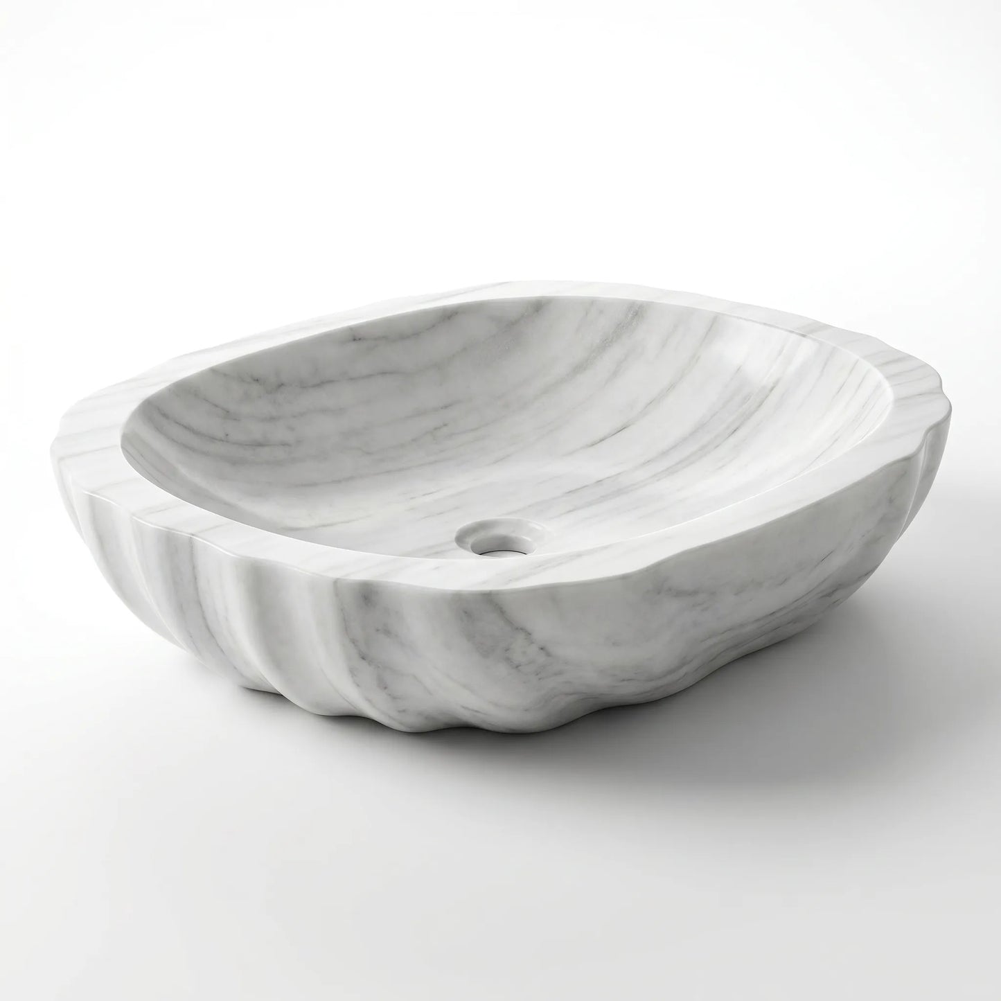 RMD-121 Round Carrara White Vessel Sink Basin