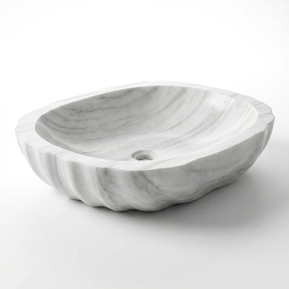 RMD-121 Round Carrara White Vessel Sink Basin