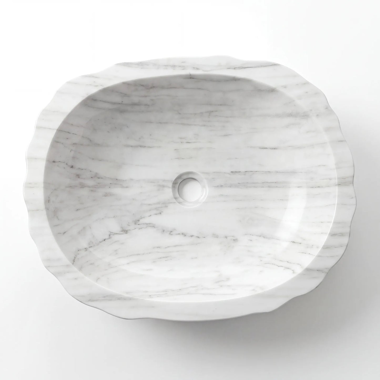 RMD-121 Round Carrara White Vessel Sink Basin