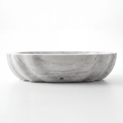 RMD-121 Round Carrara White Vessel Sink Basin