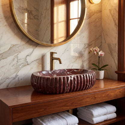 RMD-122 Round Rosso Levanto Vessel Sink Basin