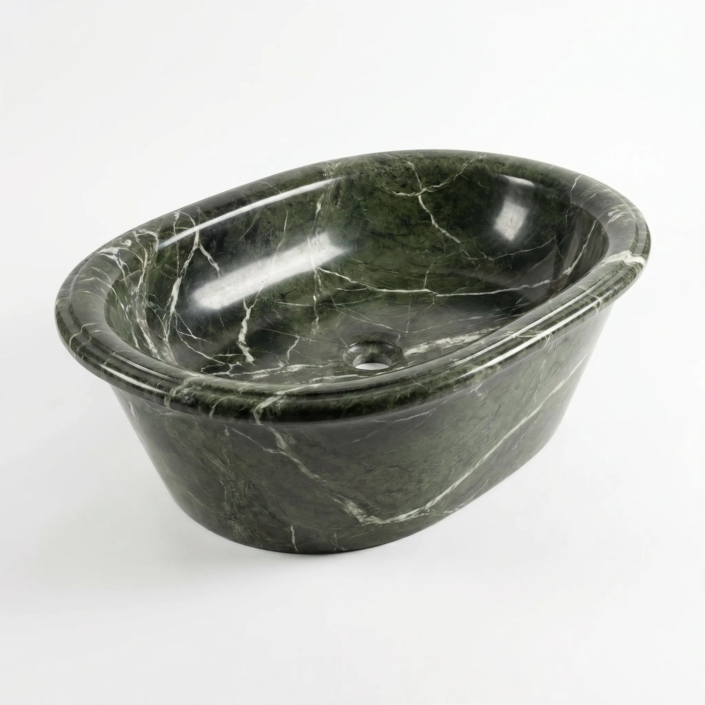 RMD-124 Round Green Marble Vessel Sink Basin