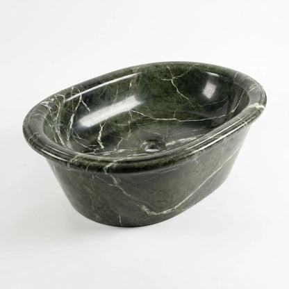 RMD-124 Round Green Marble Vessel Sink Basin