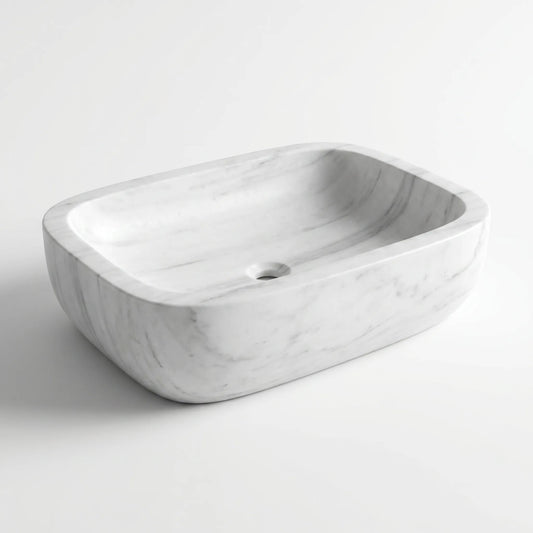RMD-127 Round Carrara White Vessel Sink Basin